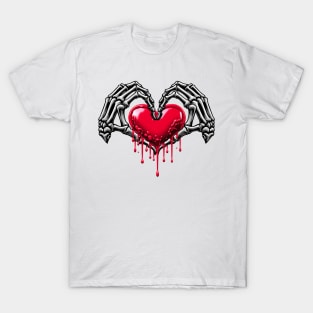 Skeleton Hand Heart Valentines Day Halloween Funny Bones Men T-Shirt